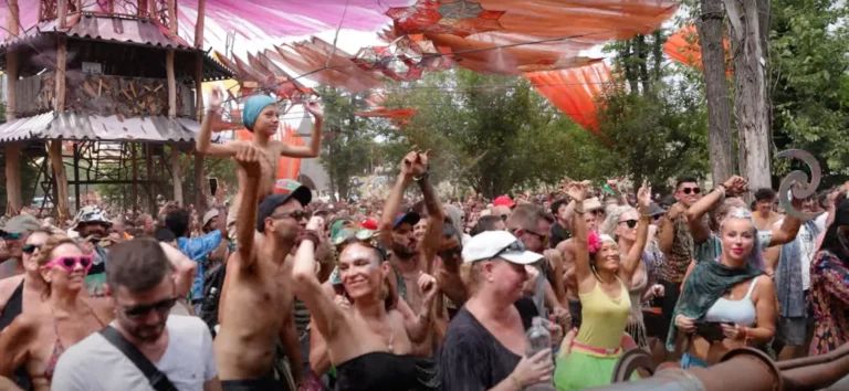 Dancing people at Ozora Festival (Hungary)